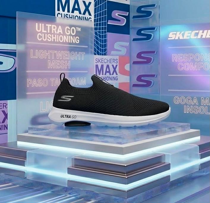 Skechers NEGRO-BLANCO SIN CORDONES