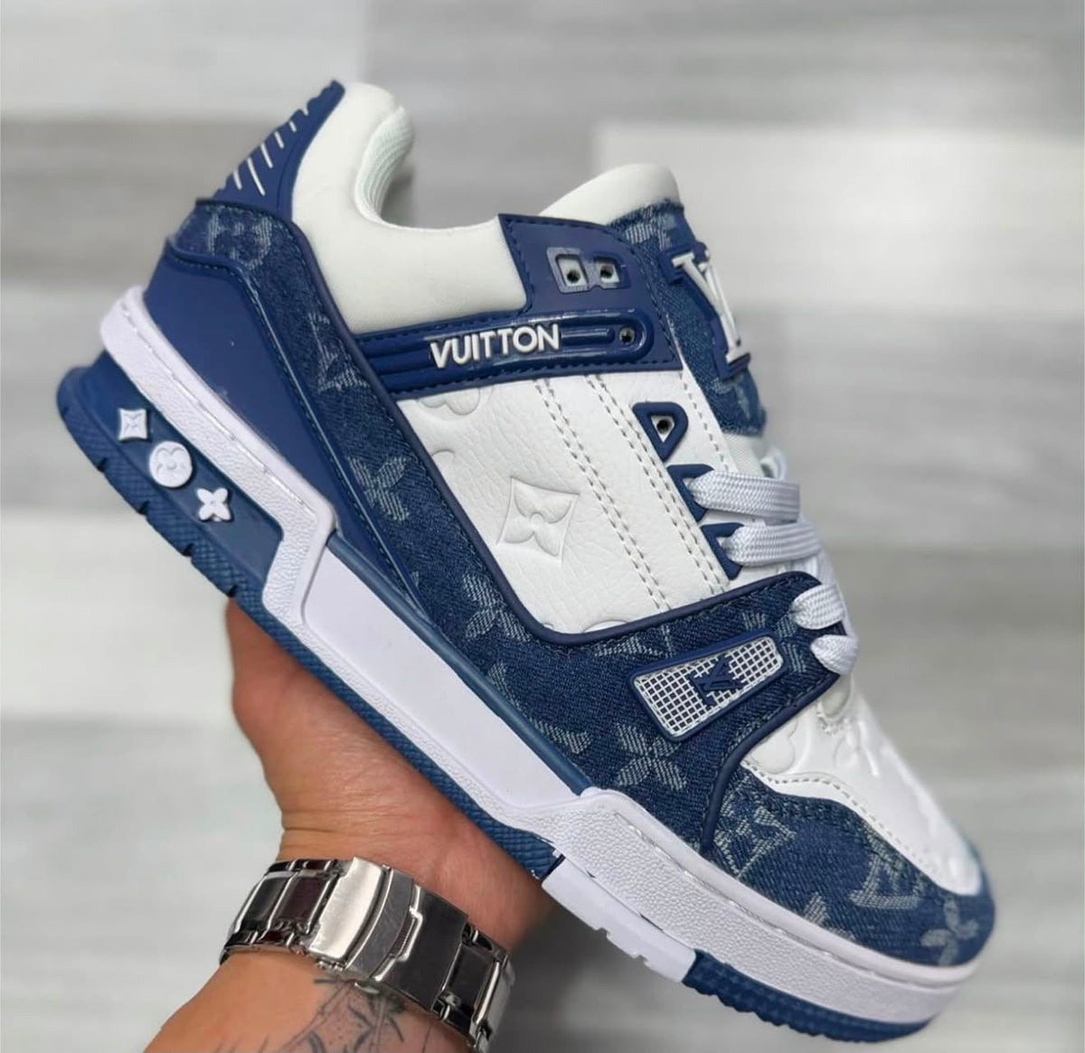 Louis Vuitton Trainer Blanco Azul